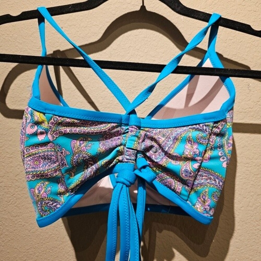 Shade & Shore Blue and Pink Paisley Bikini Top Size 34D - Picture 3 of 5